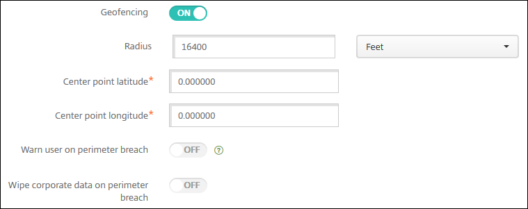 Image of Device Policies configuration screen