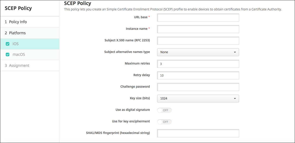 Image of Device Policies configuration screen