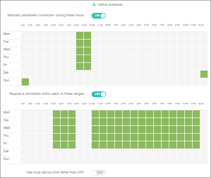 Image of Device Policies configuration screen