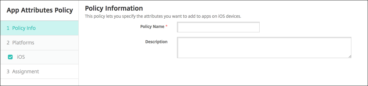 Image de l'écran de configuration Stratégies d'appareil