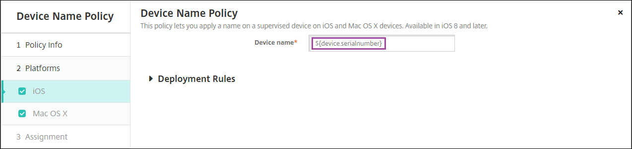 Imagen de macro en la pantalla de configuración de directivas de dispositivo