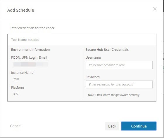 Imagen de la configuración y las comprobaciones de XenMobile Analyzer