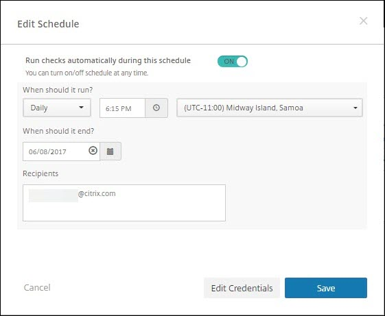 Imagen de la configuración y las comprobaciones de XenMobile Analyzer