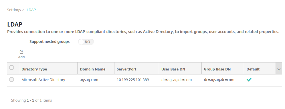 Écran Configuration du LDAP