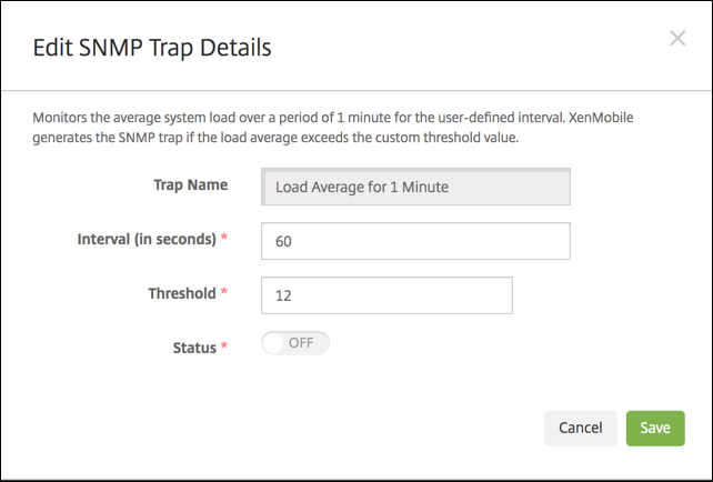 Imagem da configuração SNMP