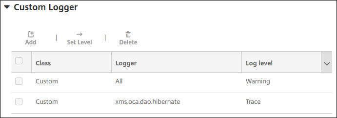 Image of logging configuration