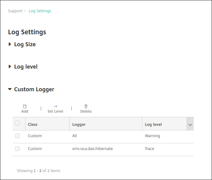 Imagen de la configuración de captura de registros