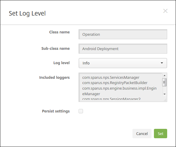 Imagen de la configuración de captura de registros