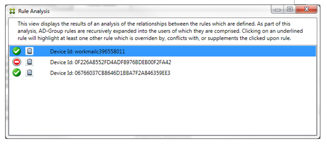 Image de la page de la console Endpoint Management Connector pour Exchange ActiveSync