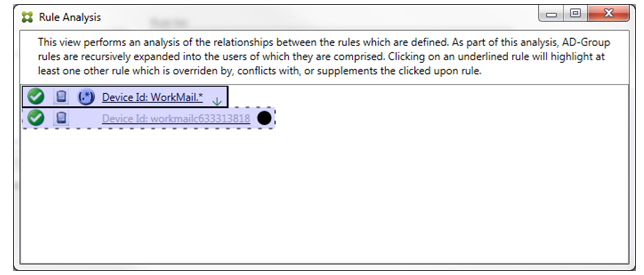 Imagen de la página de la consola del conector de Endpoint Management para Exchange ActiveSync