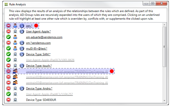 Imagen de la página de la consola del conector de Endpoint Management para Exchange ActiveSync