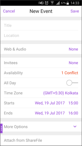 图像放大e of a calendar conflict on Android